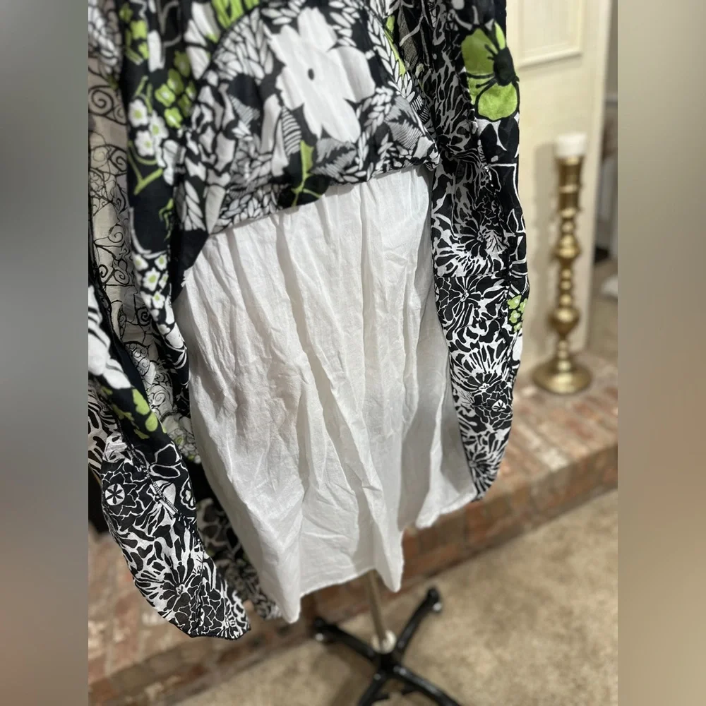 Sangria Dress 14 White Green Floral Maxi Boho Cottagecore - Picture 8 of 12